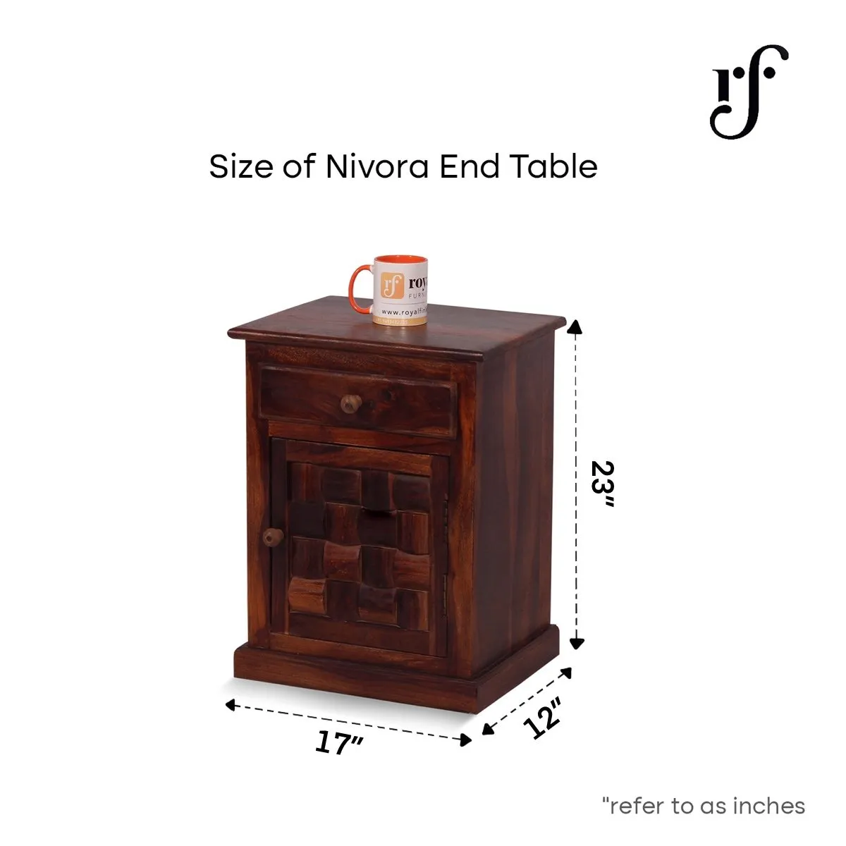 Royal Finish Nivora Double Bedside Table In Furniture Sheesham Wood sheesham wood bed image 3