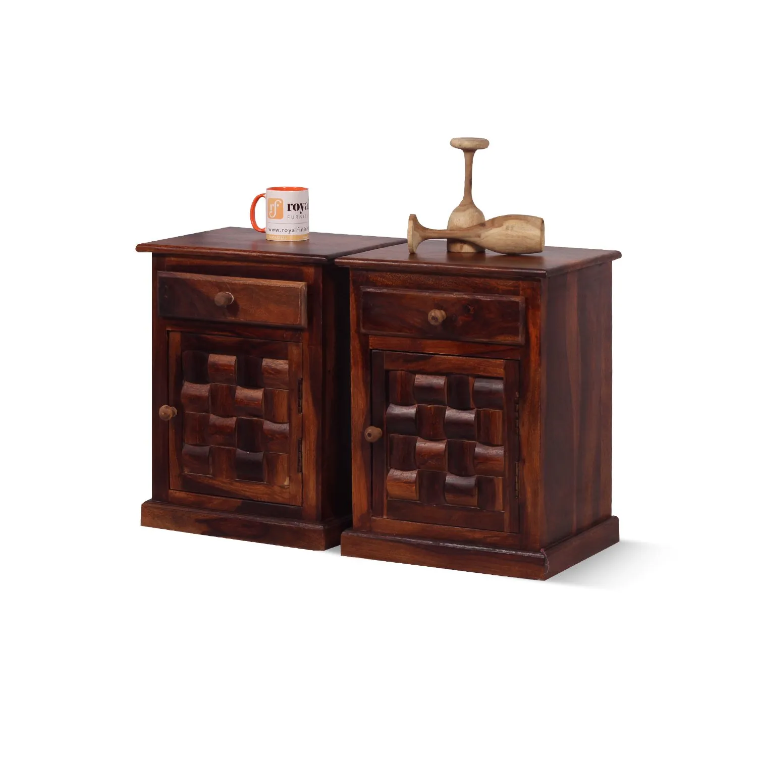 Royal Finish Nivora Double Bedside Table In Furniture Sheesham Wood sheesham wood bed image 4