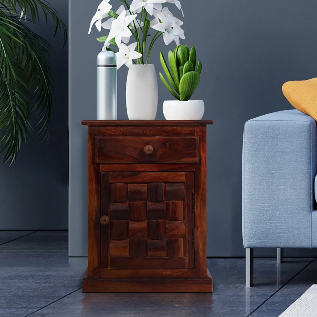 Royal Finish Nivora Bedside Table In Furniture Sheesham Wood