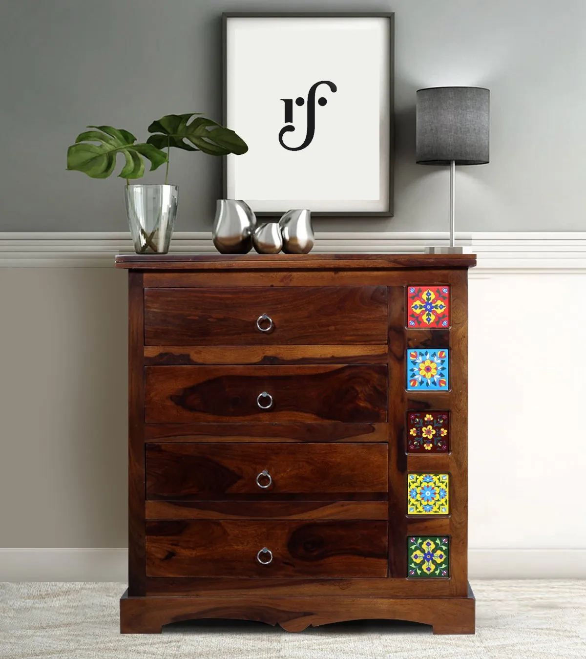 Royal Finish Hosh Tielac Chest of Drawer in Sheesham Natural Colour,Matte Polish