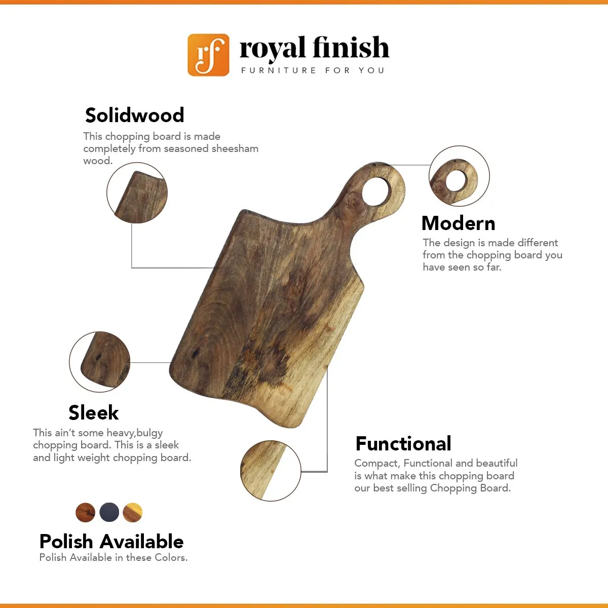 Royal Finish Cleave Chopping Board With Food Beverage Layer Protected Polished sheesham wood furniture image 2