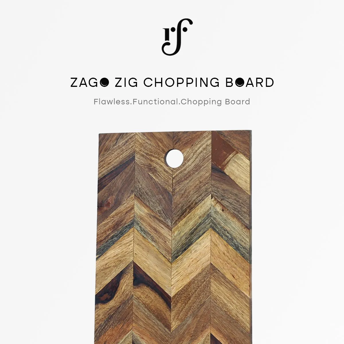 Royal Finish Zago Zig Chopping Board With Food Beverage Layer Protected Polished