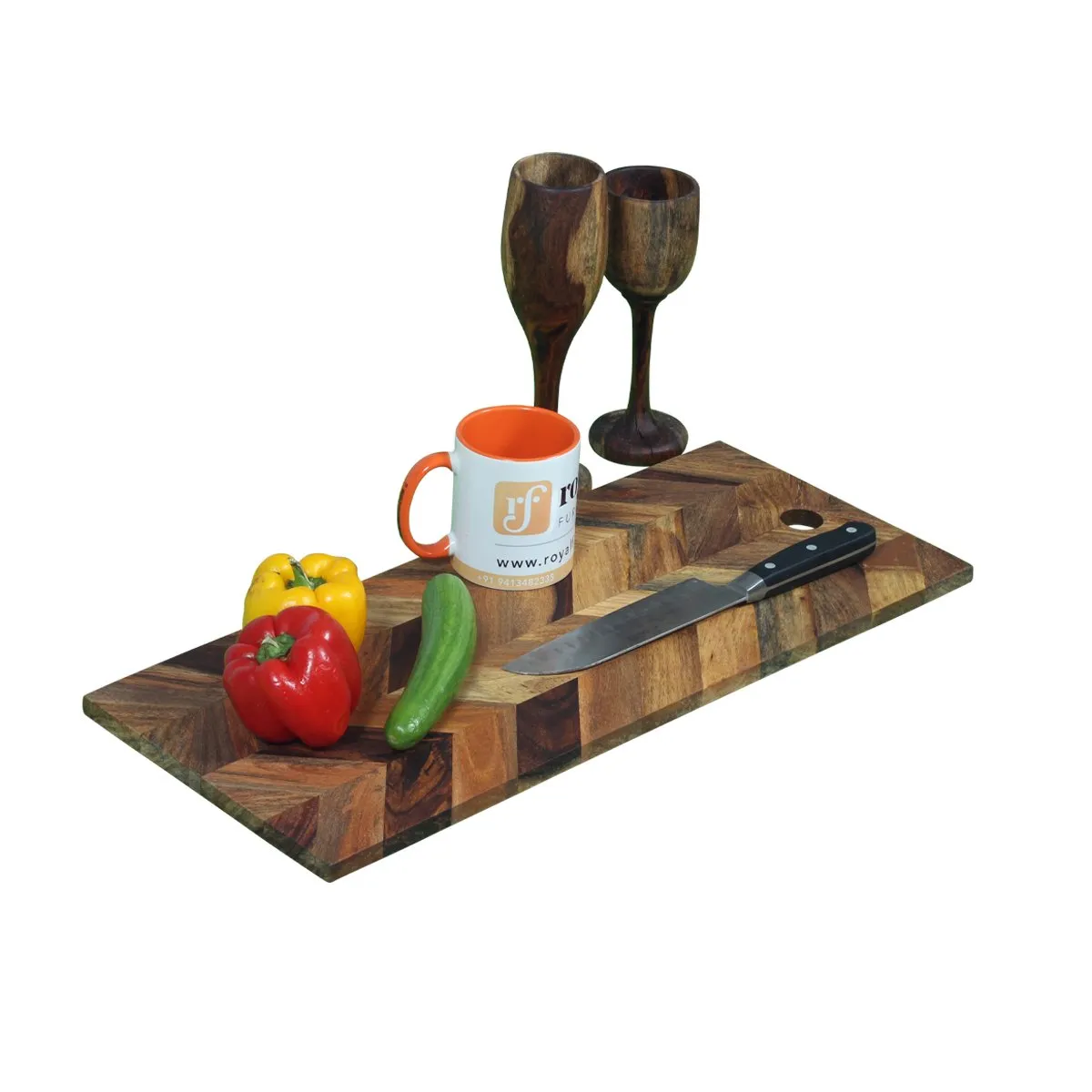 Royal Finish Zago Zig Chopping Board With Food Beverage Layer Protected Polished sheesham wood furniture image 4