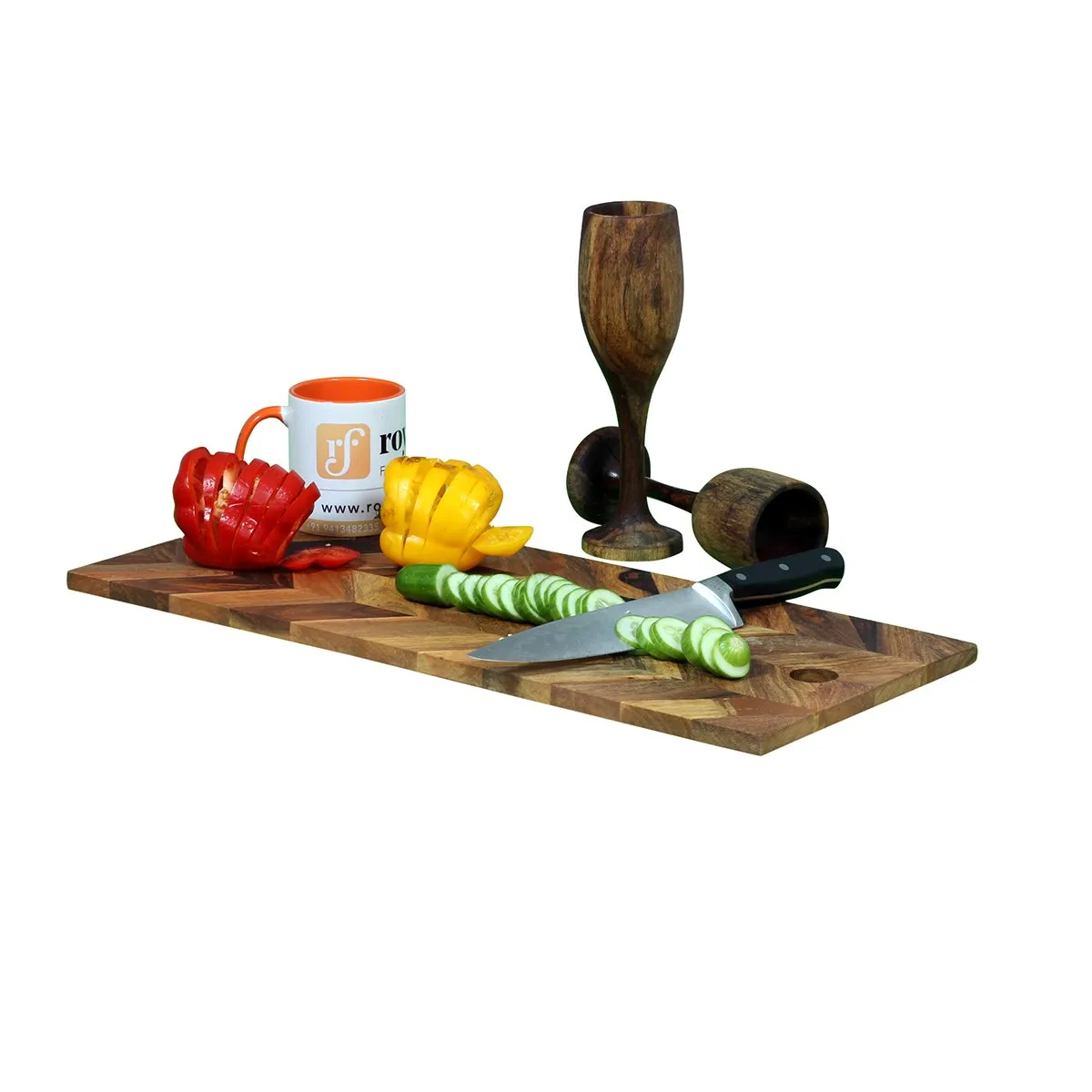 Royal Finish Zago Zig Chopping Board With Food Beverage Layer Protected Polished sheesham wood furniture image 6