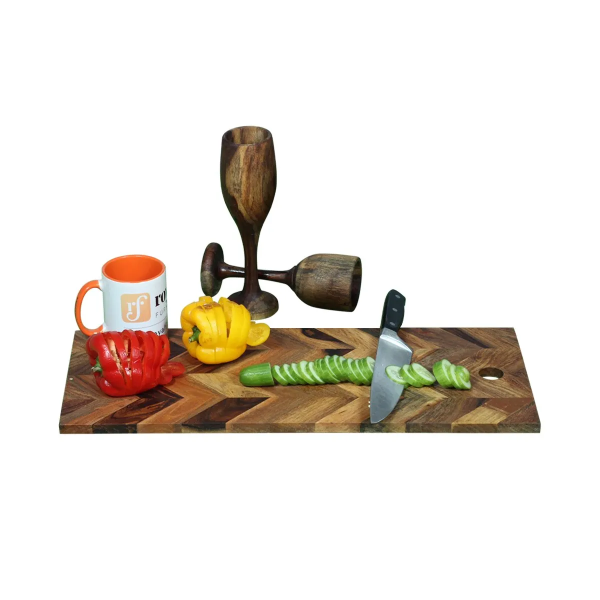 Royal Finish Zago Zig Chopping Board With Food Beverage Layer Protected Polished sheesham wood furniture image 7