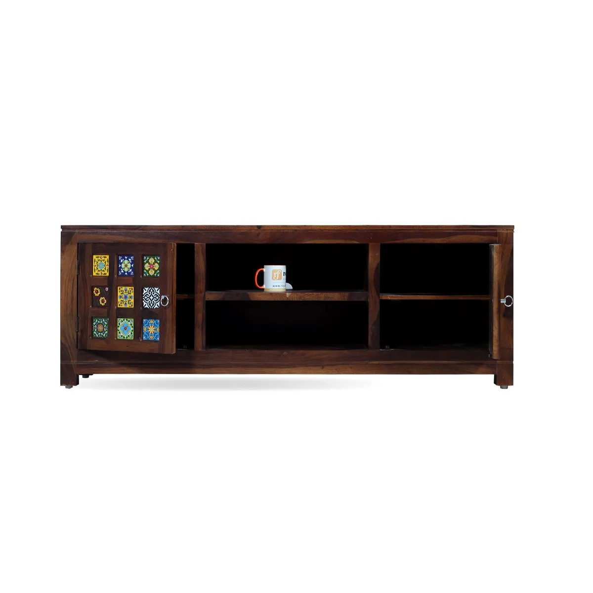 Royal Finish Tielac TV Cabinet in sheesham in Natural Honey Oak Matte Finished wooden bar cabinet image 10