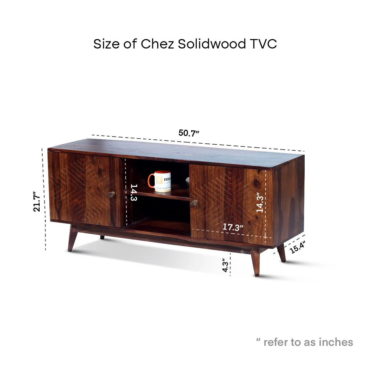 Royal Finish Chew TV Cabinet in sheesham in Natural Honey Oak Matte Finished wooden bar cabinet image 3