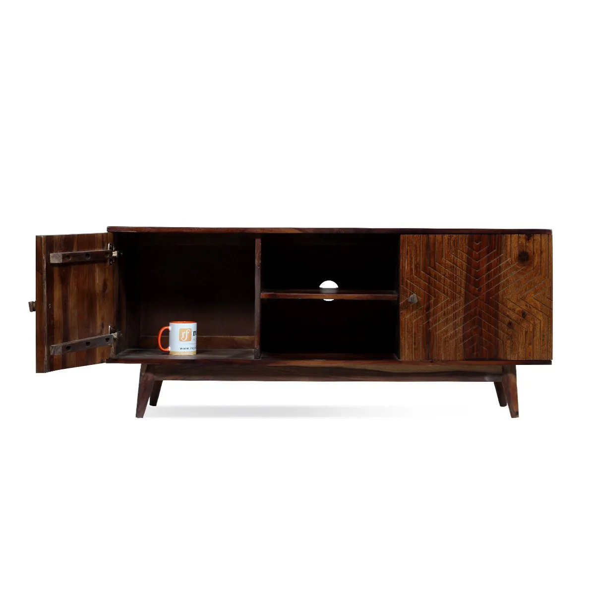 Royal Finish Chew TV Cabinet in sheesham in Natural Honey Oak Matte Finished wooden bar cabinet image 10