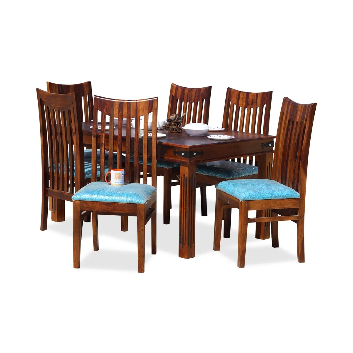 Royal Finish Pecko 6 Seater Dining Set in Natural Premium Furniture Sheesam sheesham dining table image 3