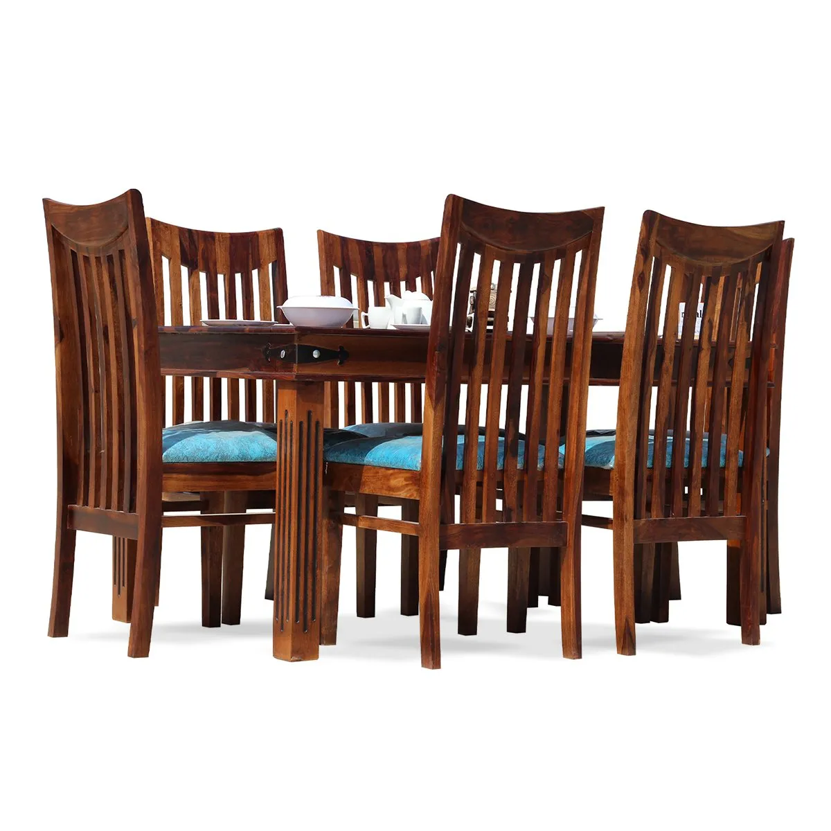 Royal Finish Pecko 6 Seater Dining Set in Natural Premium Furniture Sheesam sheesham dining table image 5