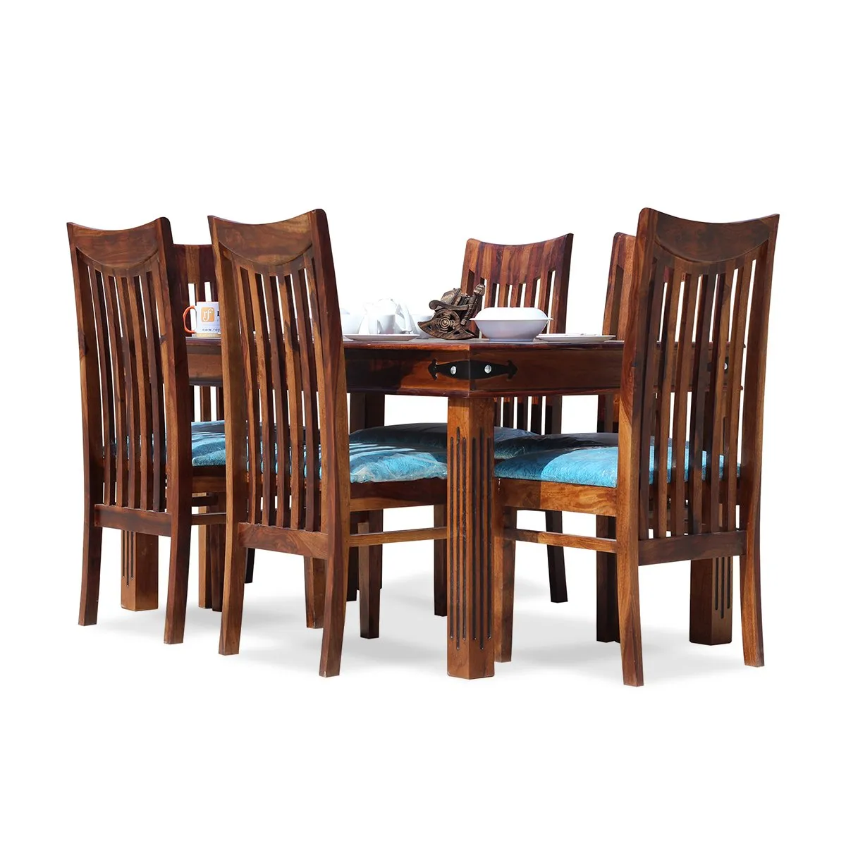 Royal Finish Pecko 6 Seater Dining Set in Natural Premium Furniture Sheesam sheesham dining table image 6