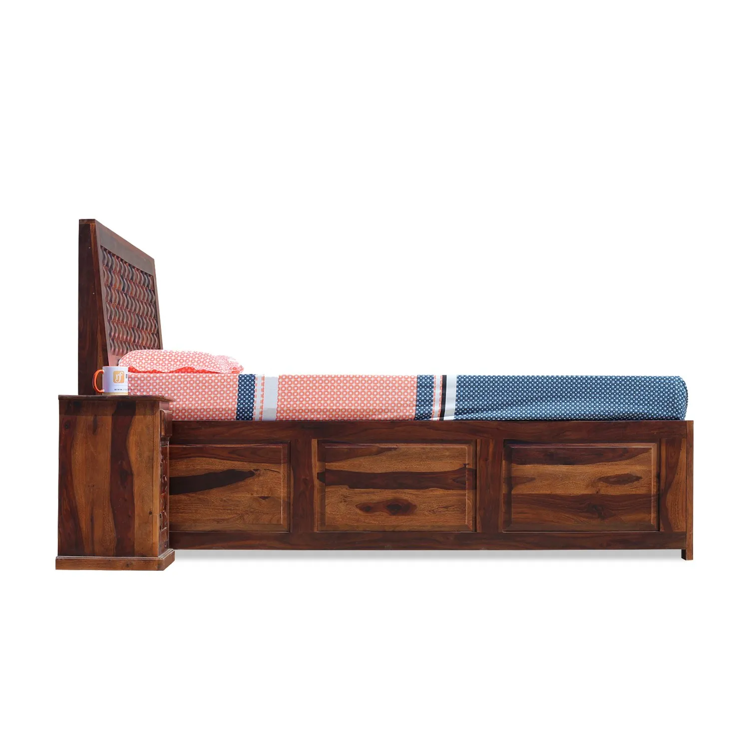 Royal Finish Nivora King Size Storage Bed With Single Bedside in Sheesham sheesham wood bed image 7