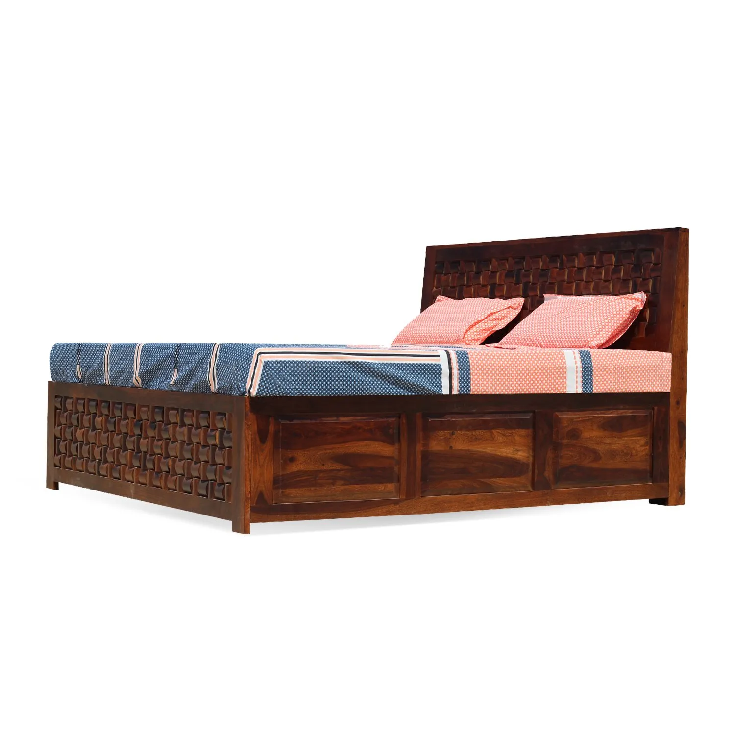 Royal Finish Nivora King Size Storage Bed In Solid Sheesham Wood in Matte Finish sheesham wood bed image 4
