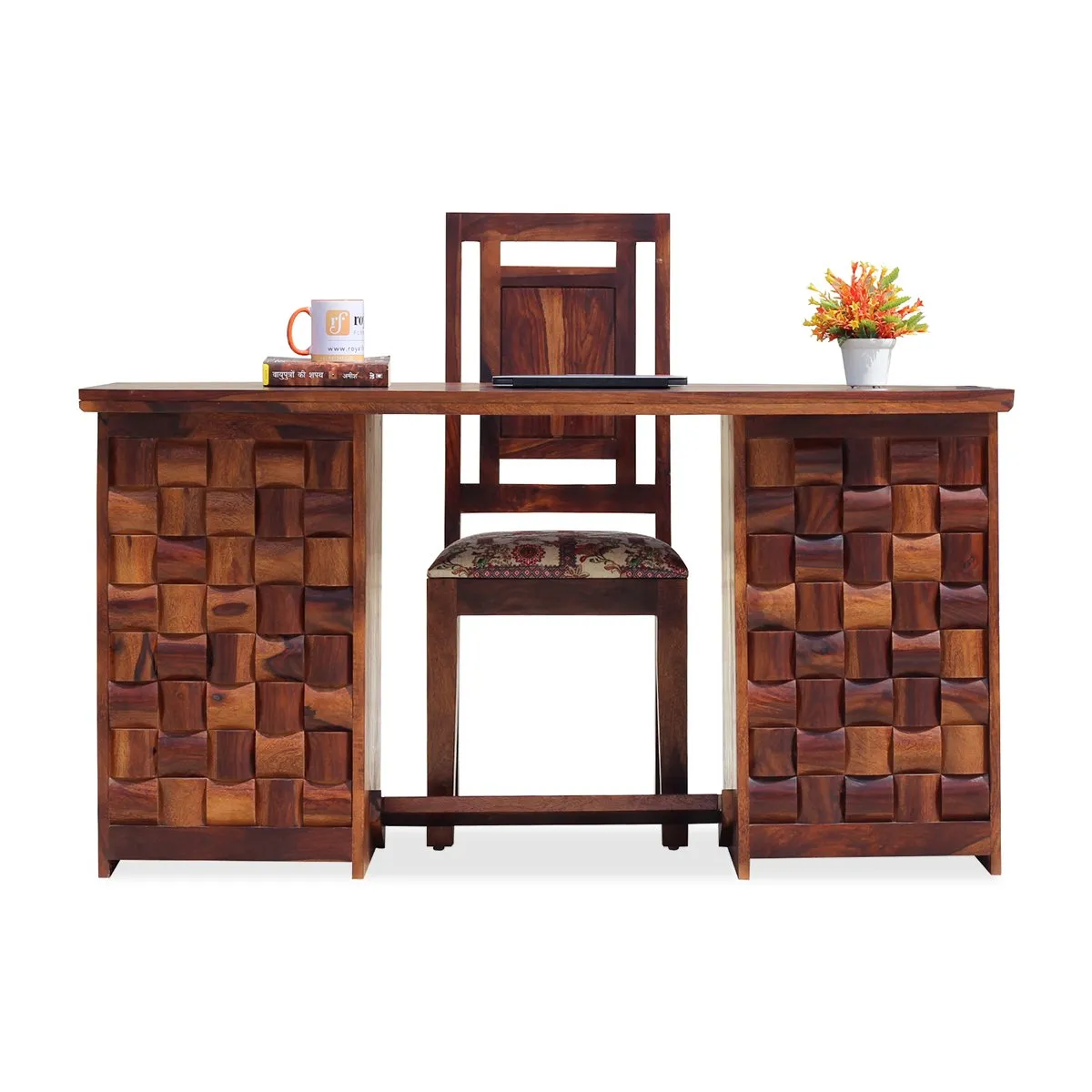 Royal Finish Nivora Office Table With Chair in Natural Honey With Matte Finished sheesham wood furniture image 5