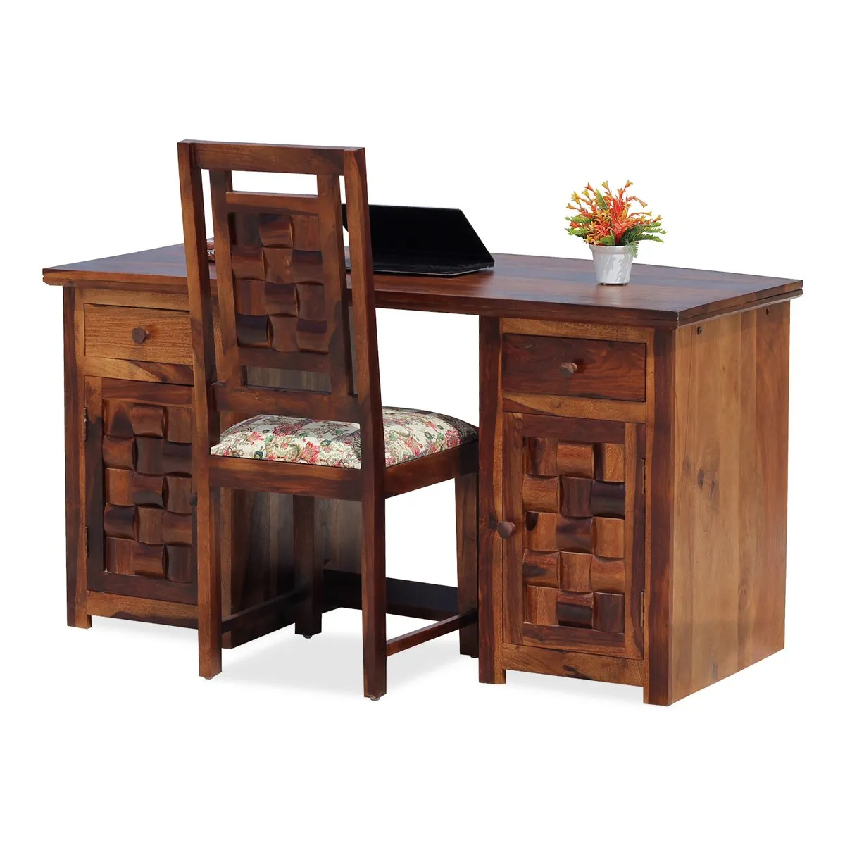 Royal Finish Nivora Office Table With Chair in Natural Honey With Matte Finished sheesham wood furniture image 10