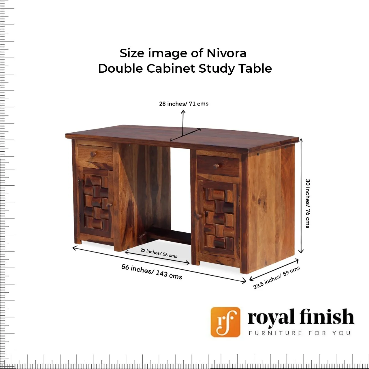 Royal Finish Nivora Office Table in Natural Honey With Matte Finished sheesham wood furniture image 3