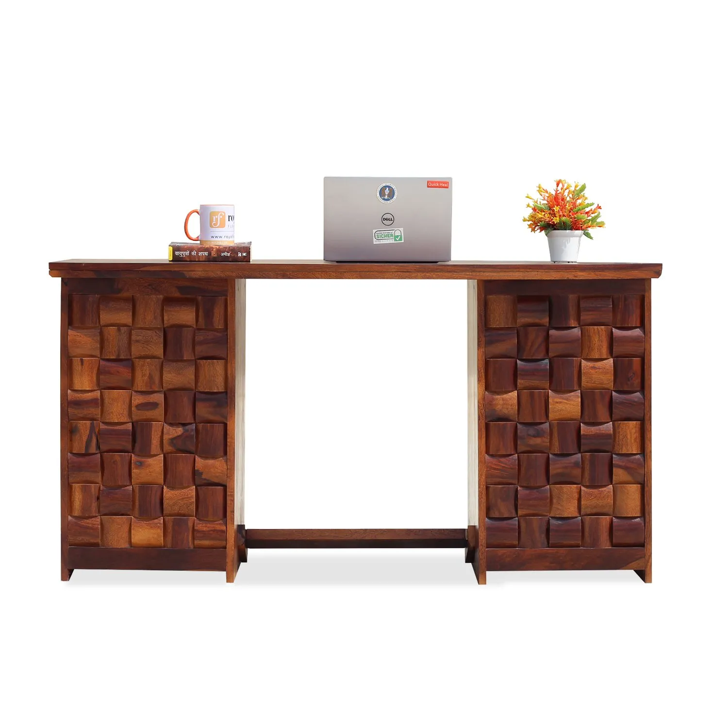 Royal Finish Nivora Office Table in Natural Honey With Matte Finished sheesham wood furniture image 4