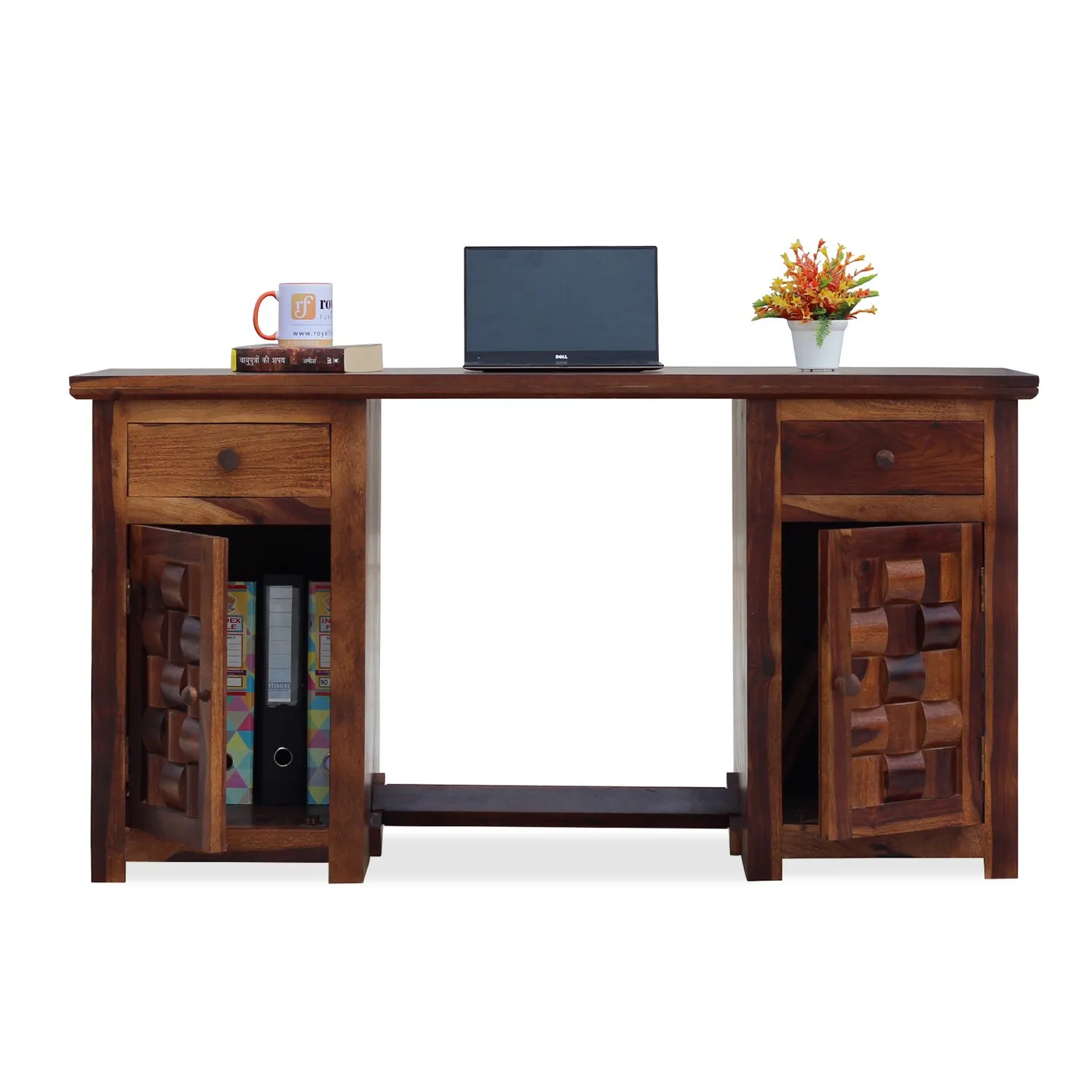 Royal Finish Nivora Office Table in Natural Honey With Matte Finished sheesham wood furniture image 7
