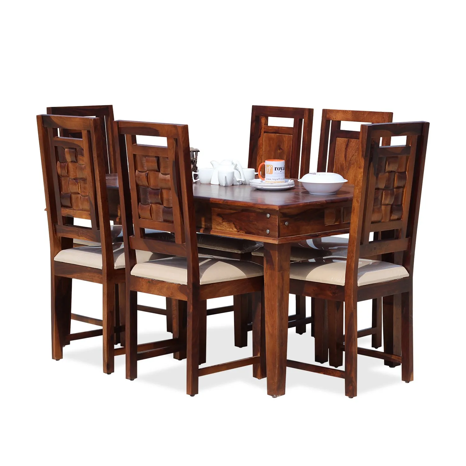 Royal Finish Nivora Moderna Dining in Sheesham with Natural Color Matte Finished sheesham dining table image 3