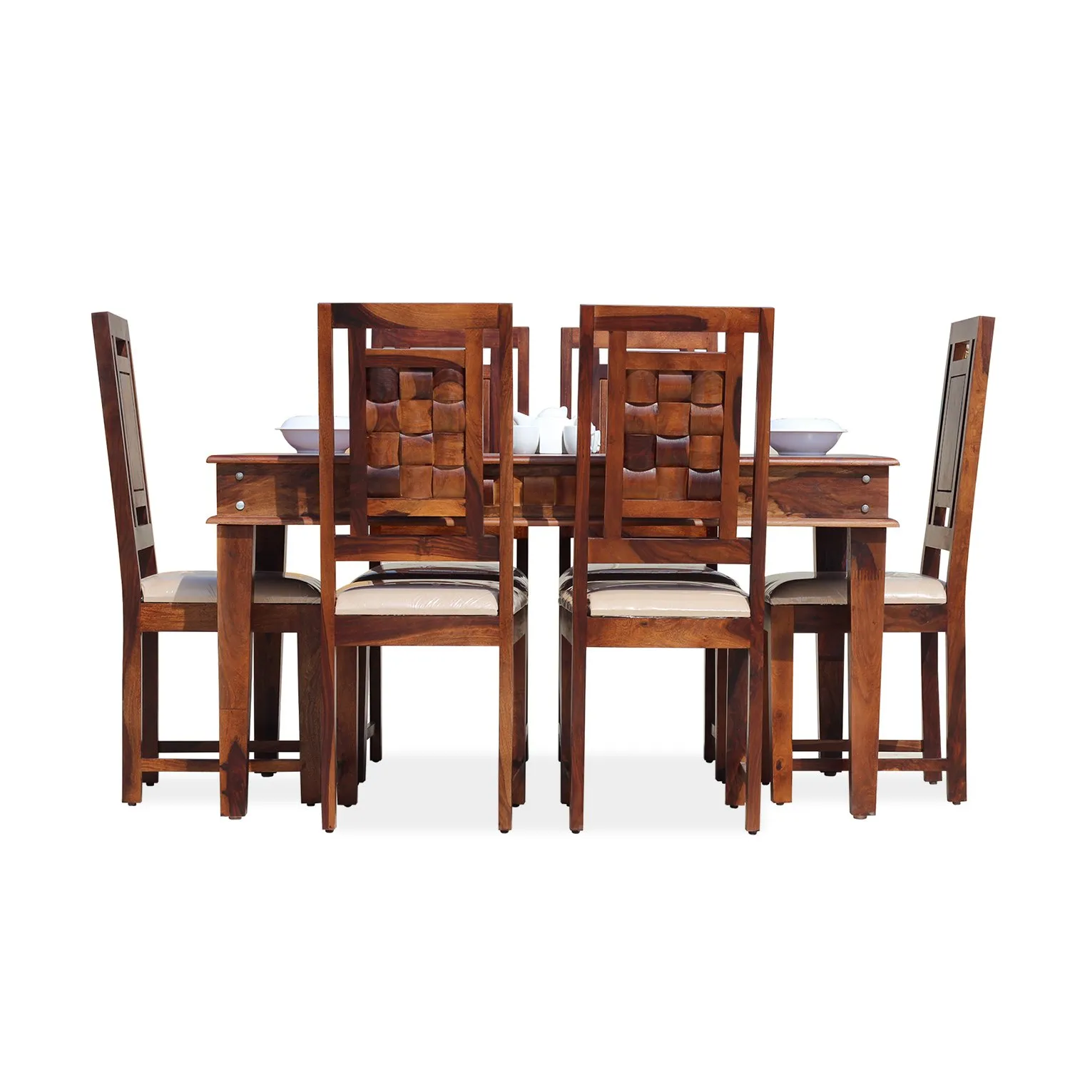 Royal Finish Nivora Moderna Dining in Sheesham with Natural Color Matte Finished sheesham dining table image 4