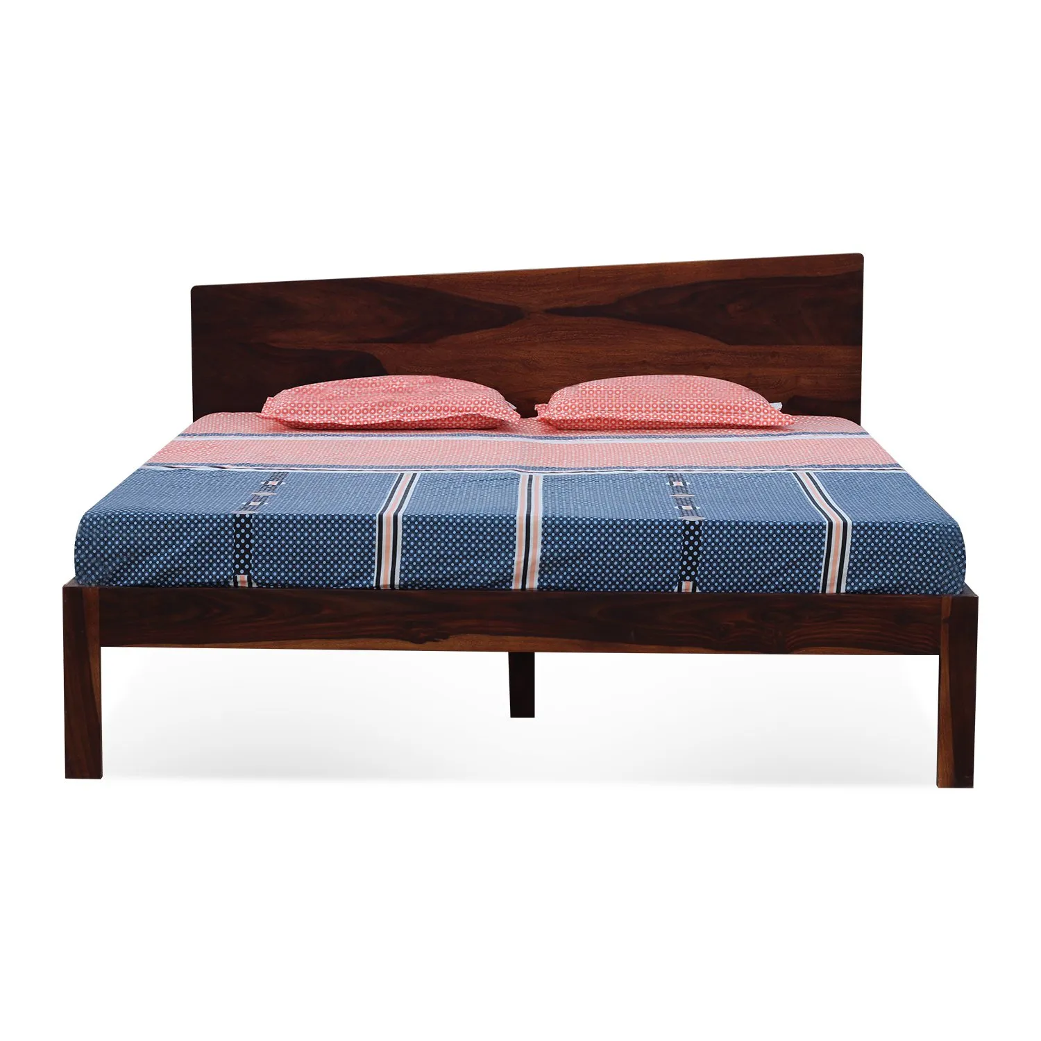 Royal Finish Upexico Queen Size Without Storage Bed In Solid Sheesham woo sheesham wood bed image 3