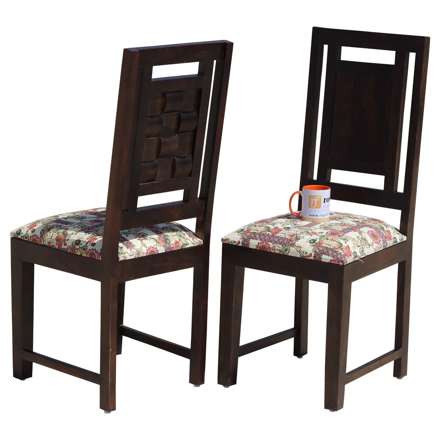 Royal Finish Nivora Moderna Dining Two Chairs in Sheesham with wallnut color sheesham dining table image 4