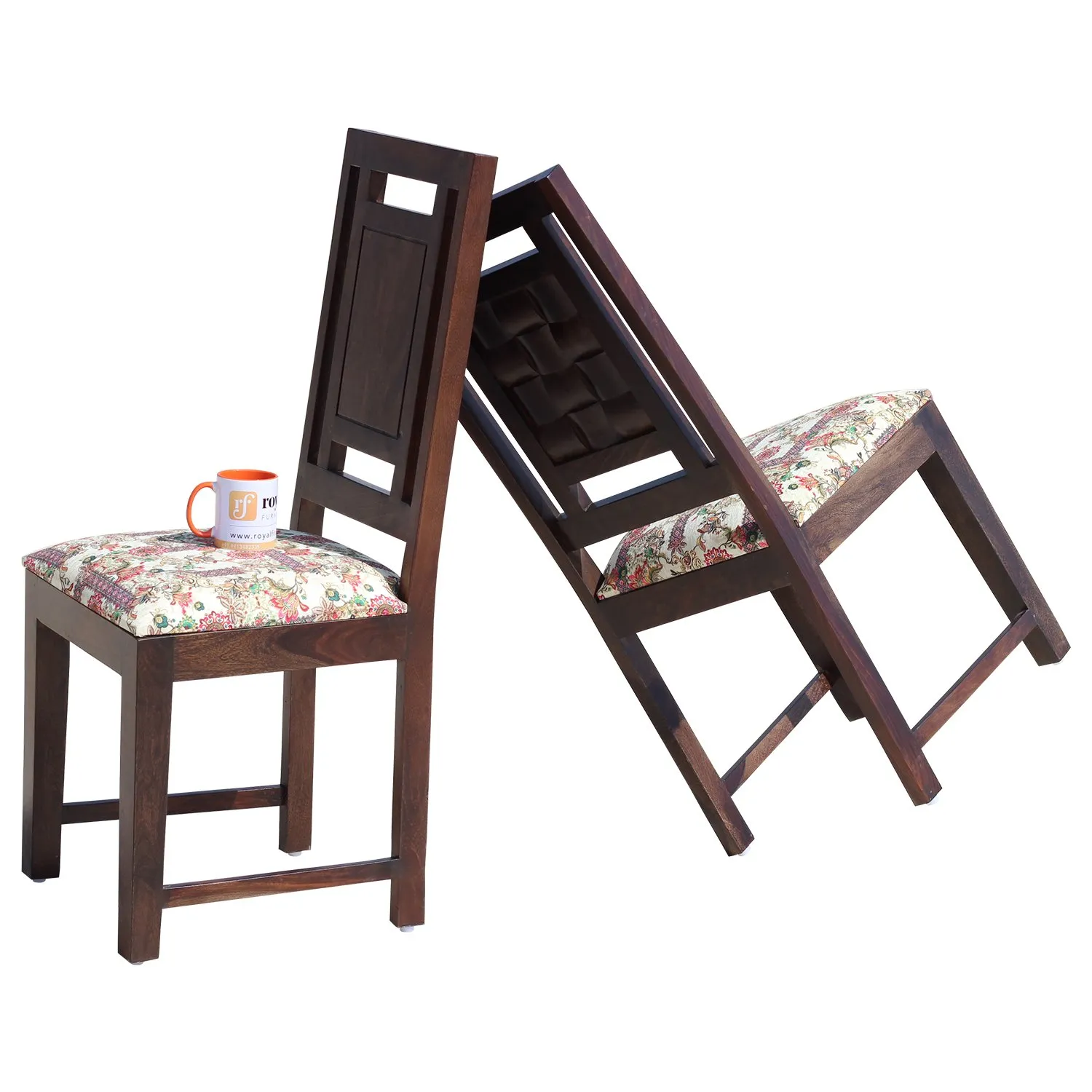 Royal Finish Nivora Moderna Dining Two Chairs in Sheesham with wallnut color sheesham dining table image 5