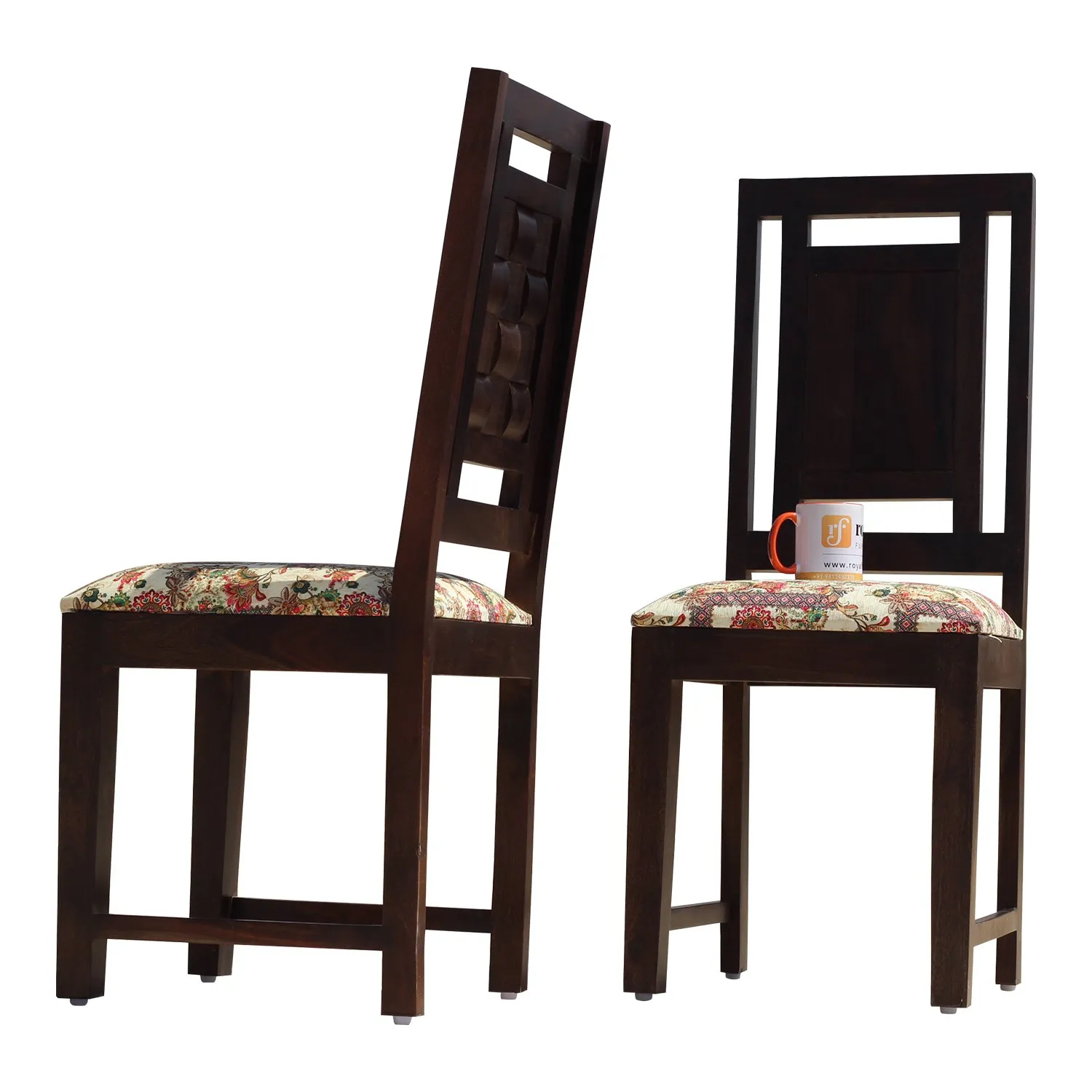 Royal Finish Nivora Moderna Dining Two Chairs in Sheesham with wallnut color sheesham dining table image 6