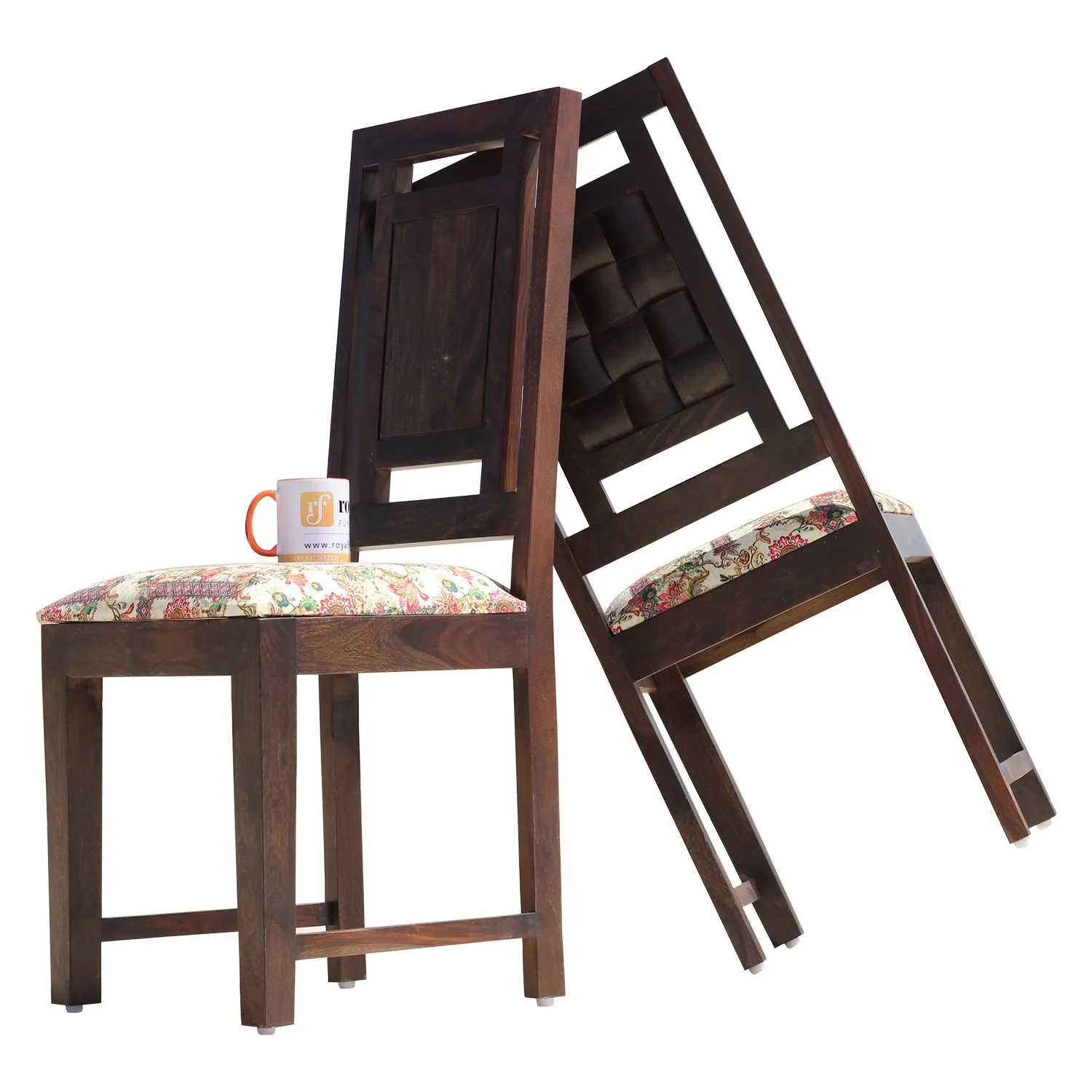 Royal Finish Nivora Moderna Dining Two Chairs in Sheesham with wallnut color sheesham dining table image 10