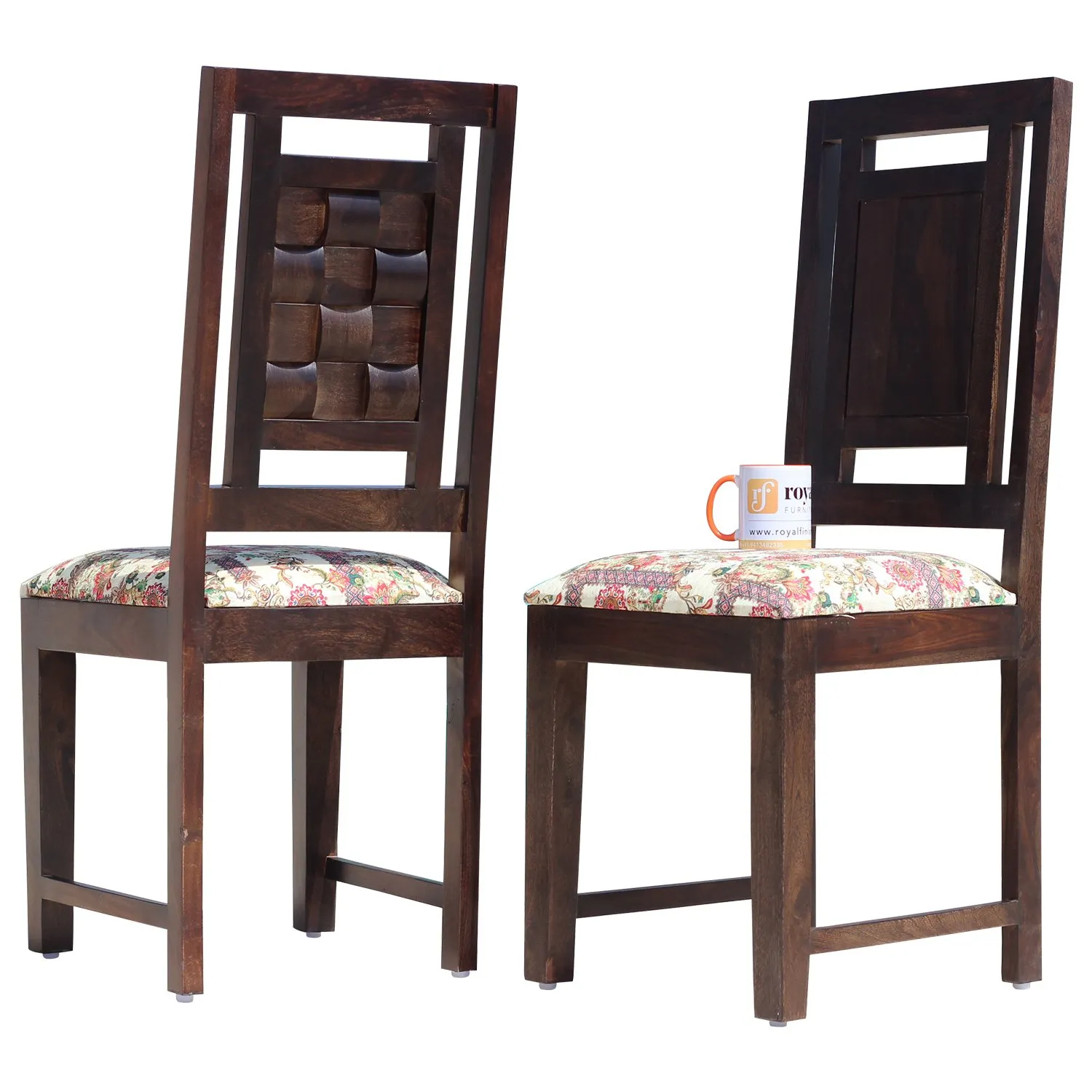 Royal Finish Nivora Moderna Dining Two Chairs in Sheesham with wallnut color sheesham dining table image 11