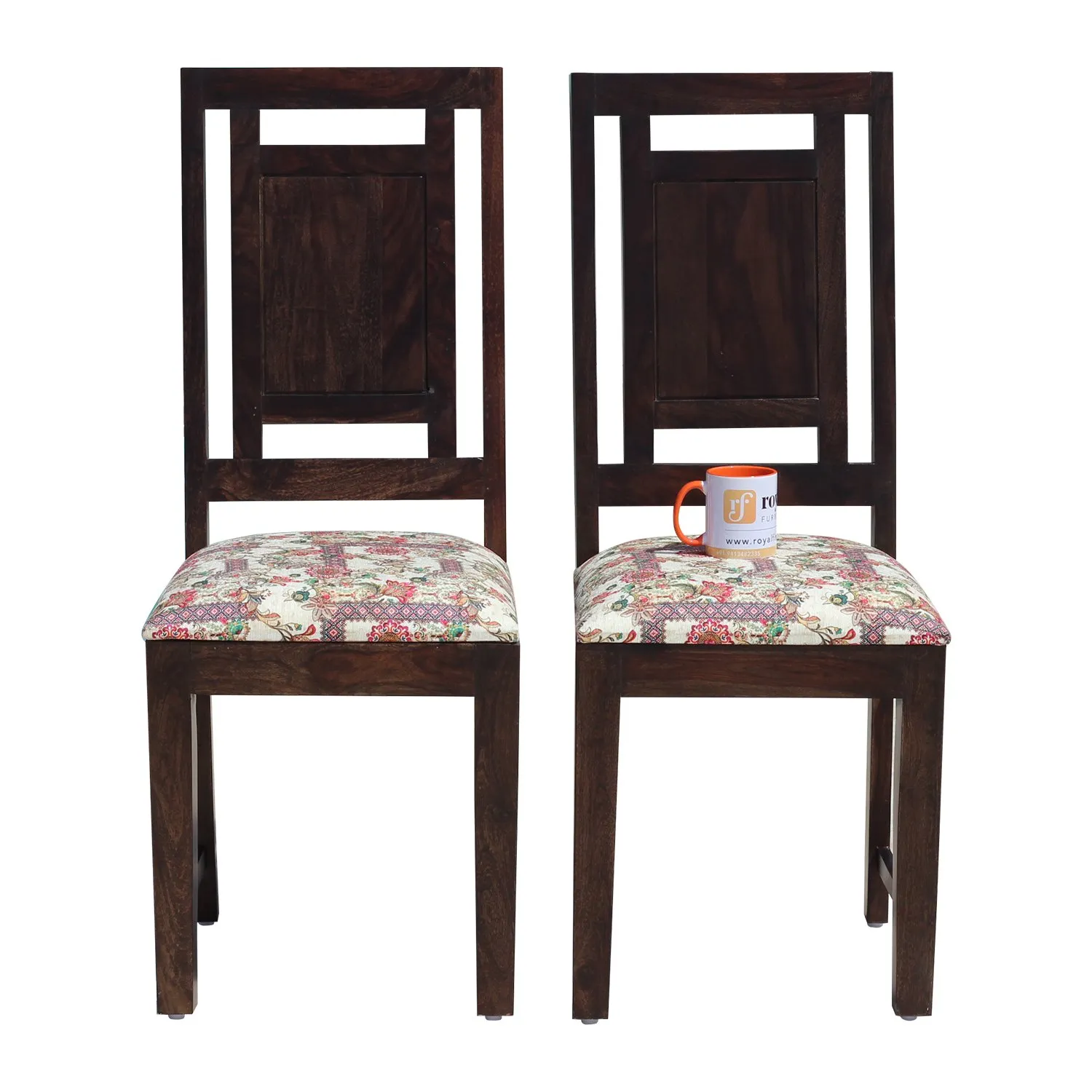 Royal Finish Nivora Moderna Dining Two Chairs in Sheesham with wallnut color sheesham dining table image 12
