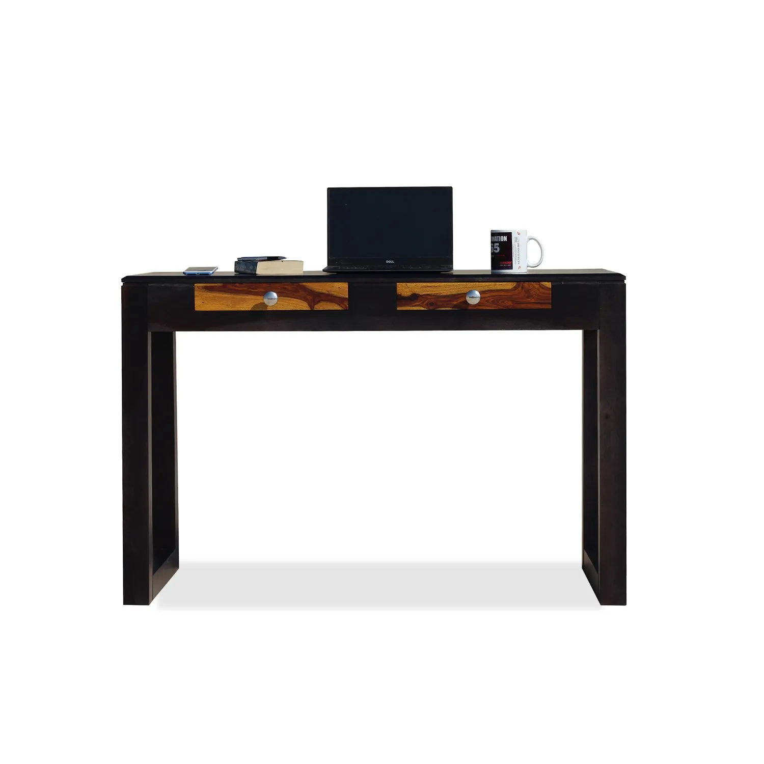 Royal Finish Two Drawer Pecan Minimal Study Table in Funriture Sheesham Wood wooden study table image 4