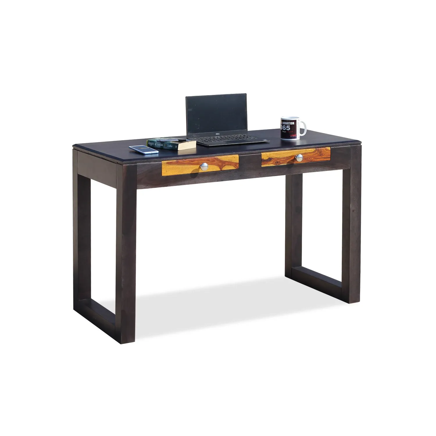 Royal Finish Two Drawer Pecan Minimal Study Table in Funriture Sheesham Wood wooden study table image 6