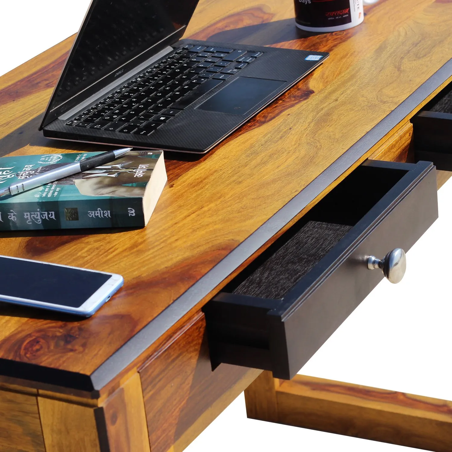 Royal Finish Two Drawer Picasso Minimal Study Table in Funriture Sheesham Wood wooden study table image 7