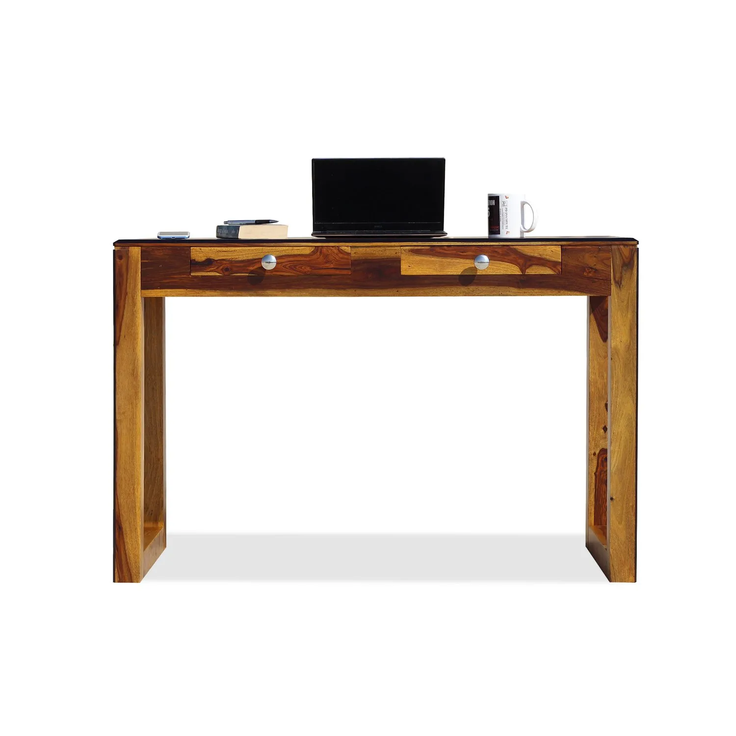 Royal Finish Two Drawer Vexo Minimal Study Table in Funriture Sheesham Wood wooden study table image 4