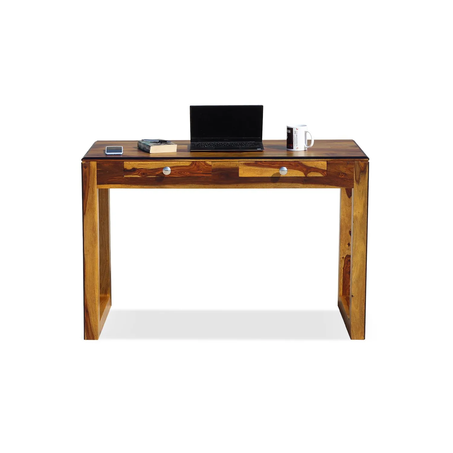 Royal Finish Two Drawer Vexo Minimal Study Table in Funriture Sheesham Wood wooden study table image 6