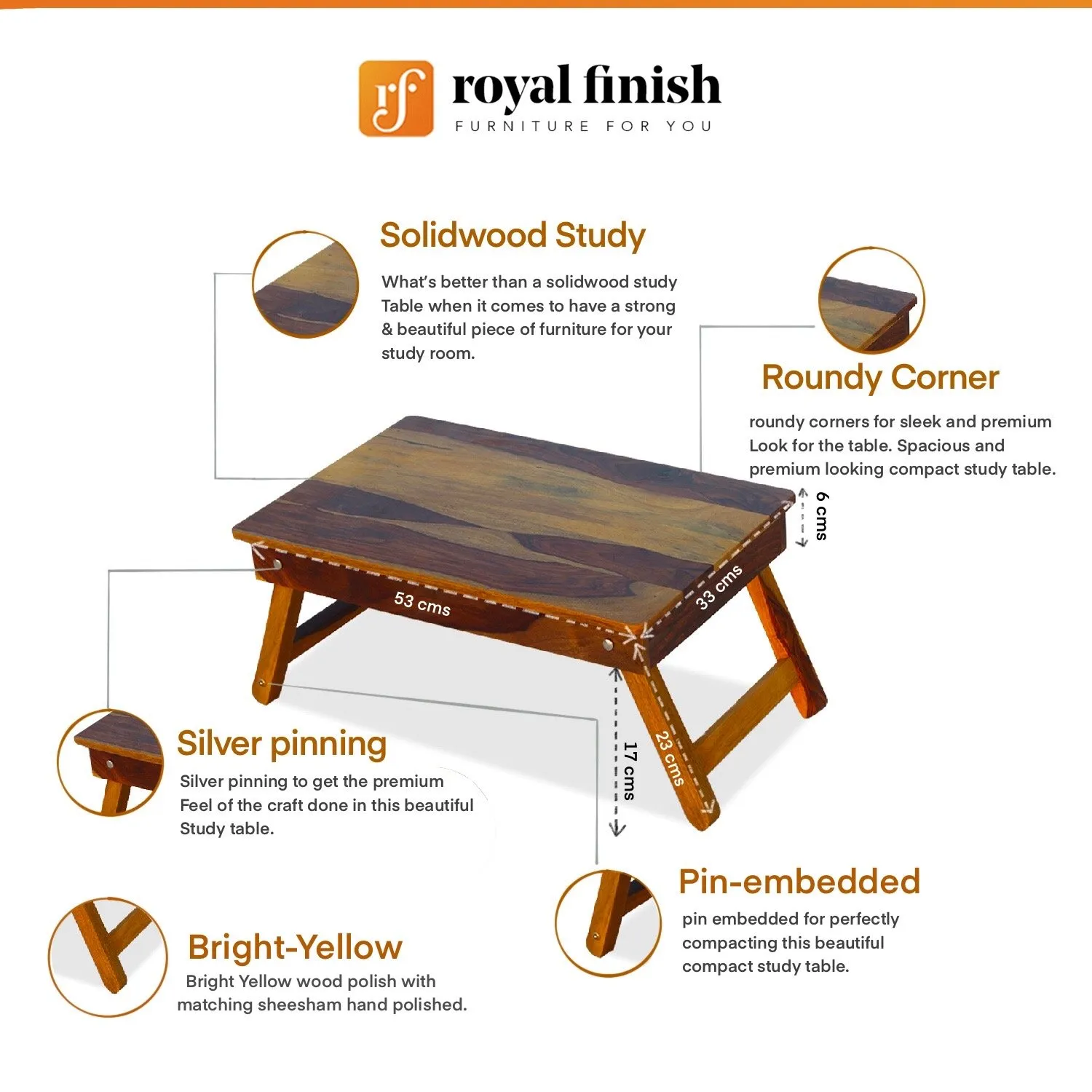 Royal Finish Simpla Morning Rosewood Foldable Study Table in Sheesha wooden study table image 2