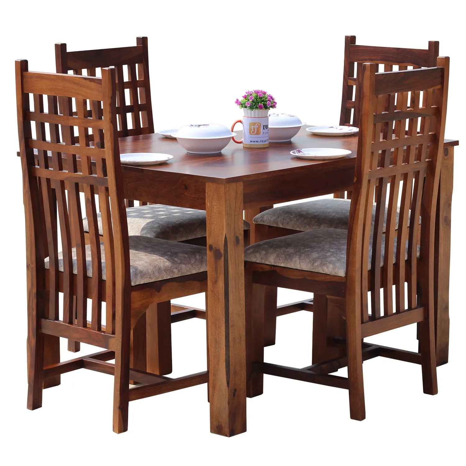 Royal Finish Vettori 4 Seater Dining Set in Natural Furniture Sheesham Wood sheesham dining table image 3