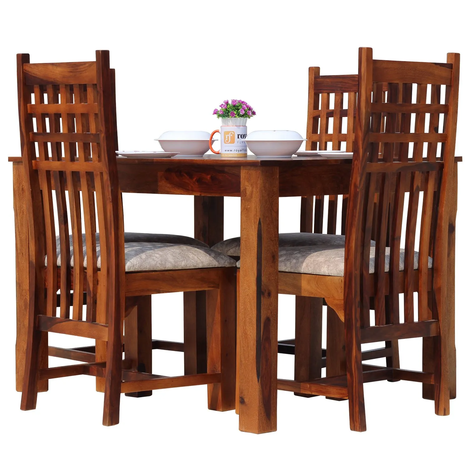 Royal Finish Vettori 4 Seater Dining Set in Natural Furniture Sheesham Wood sheesham dining table image 5