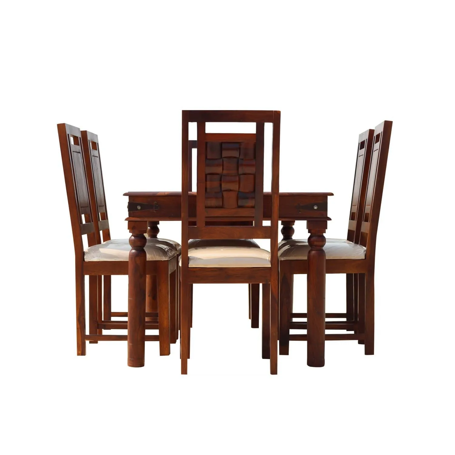 Royal Finish Nivora 6 Seater Dining Set in Natural Furniture Sheesham Wood sheesham dining table image 6