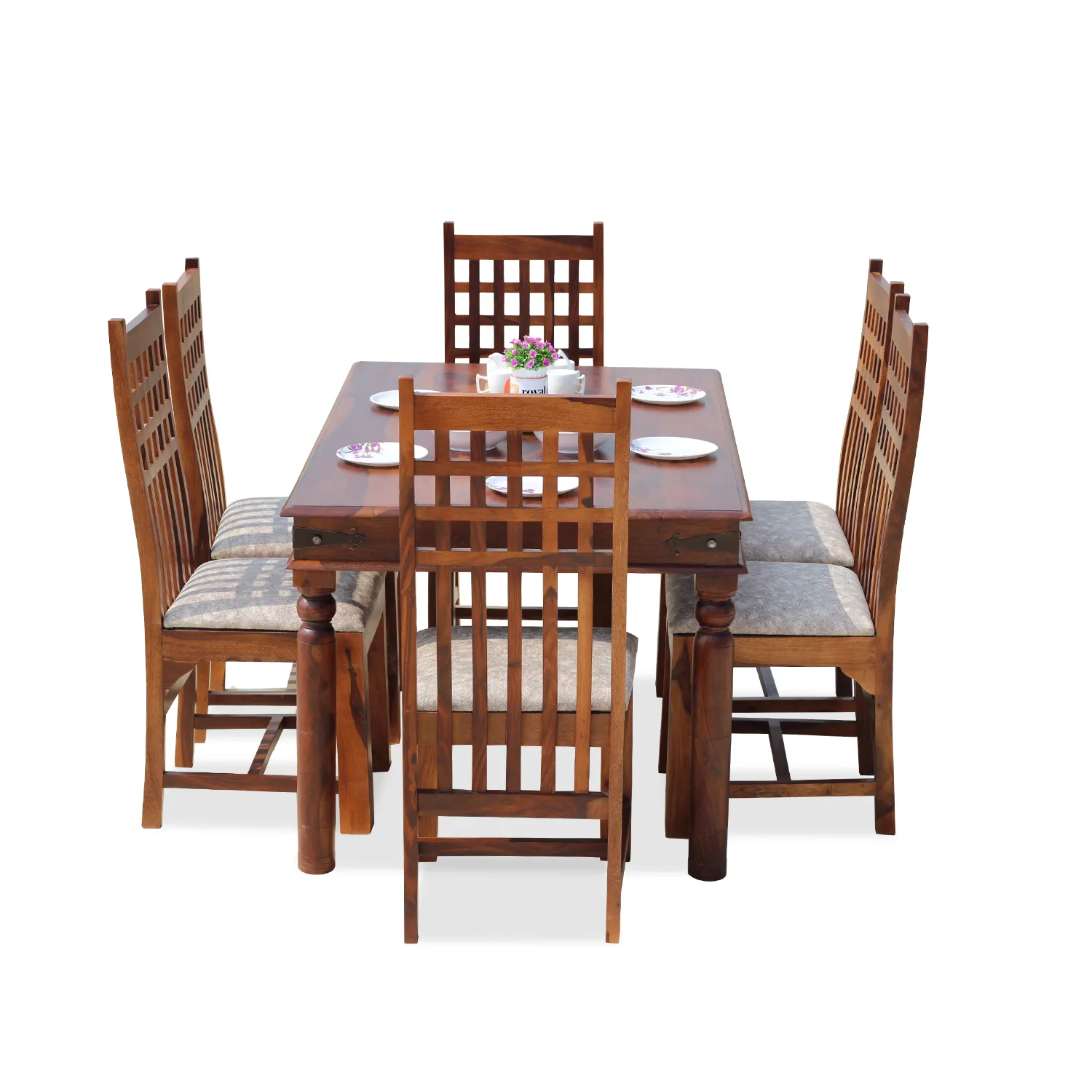 Royal Finish Dali 6 Seater Dining Set in Natural Premium Furniture Sheesham Wood sheesham dining table image 5