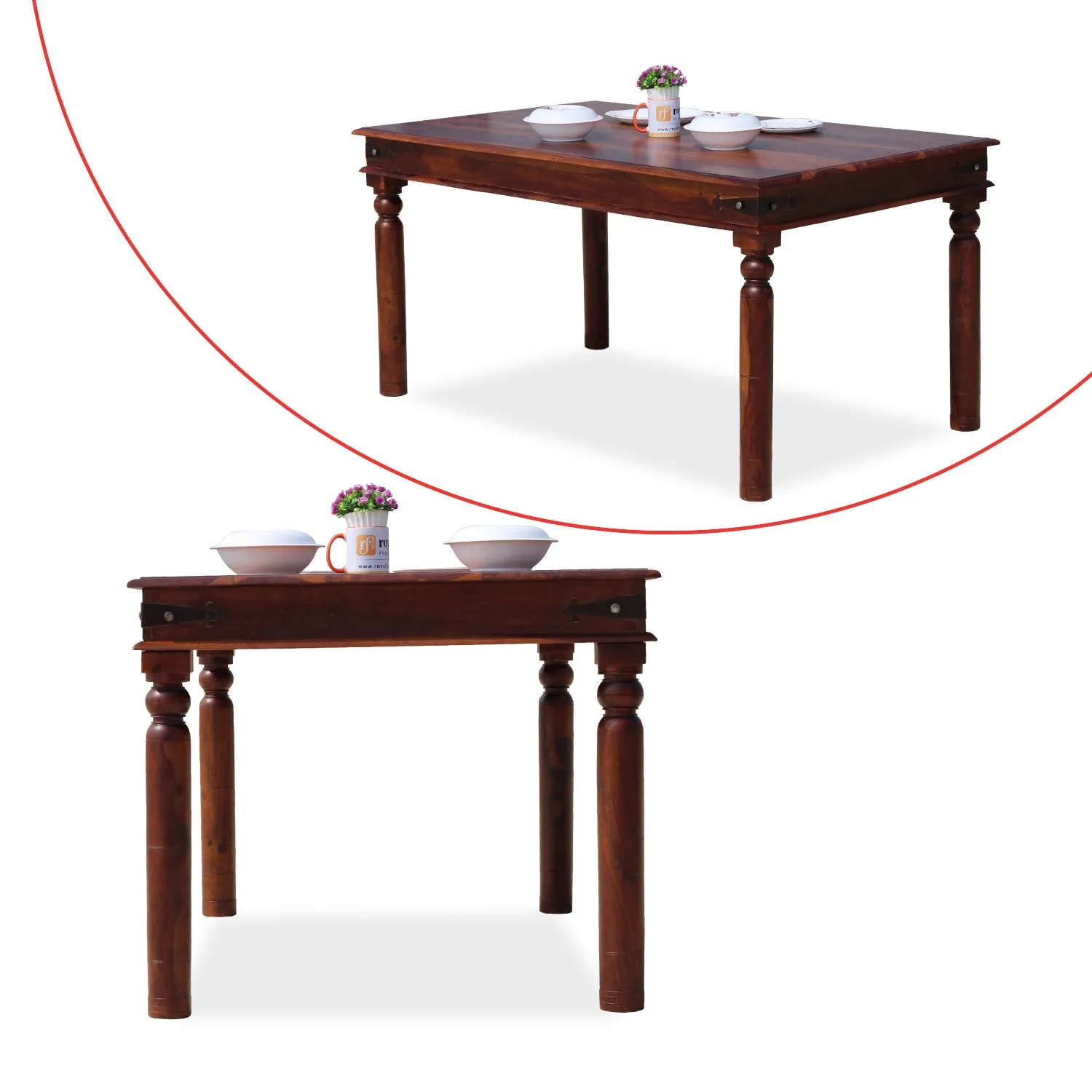 Royal Finish Dali 6 Seater Dining Set in Natural Premium Furniture Sheesham Wood sheesham dining table image 8