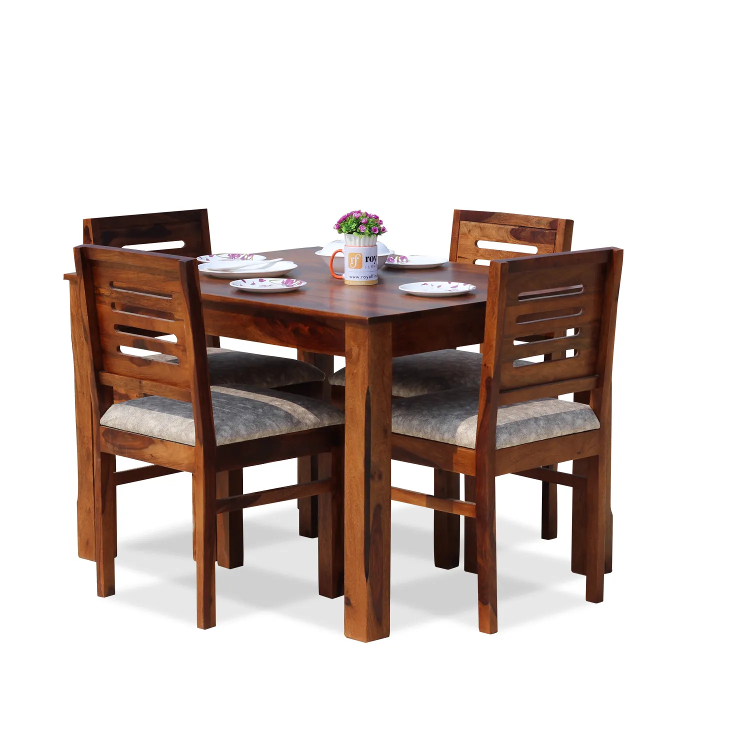 Royal Finish Ecko 4 Seater Dining Set in Natural Premium Furniture Sheesham Wood sheesham dining table image 3