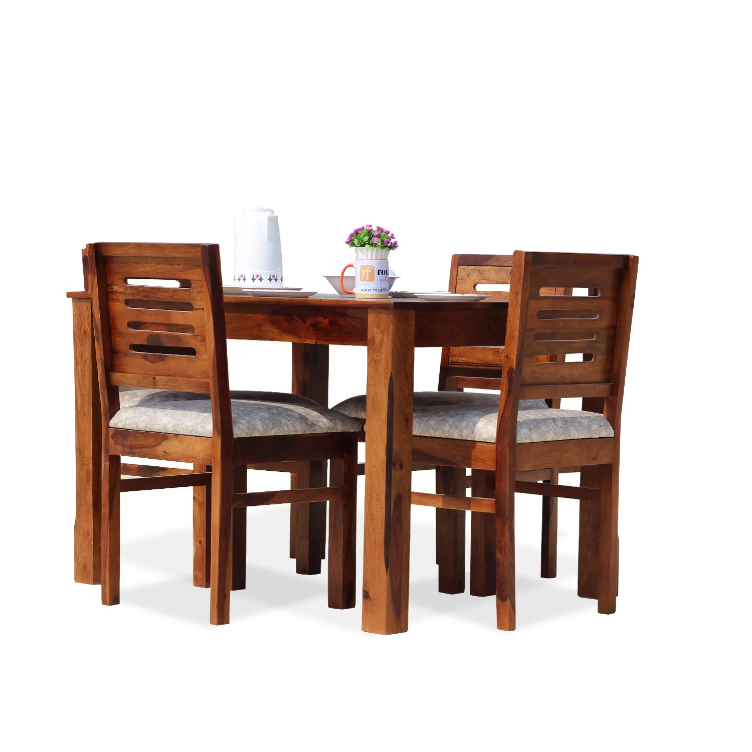Royal Finish Ecko 4 Seater Dining Set in Natural Premium Furniture Sheesham Wood sheesham dining table image 5