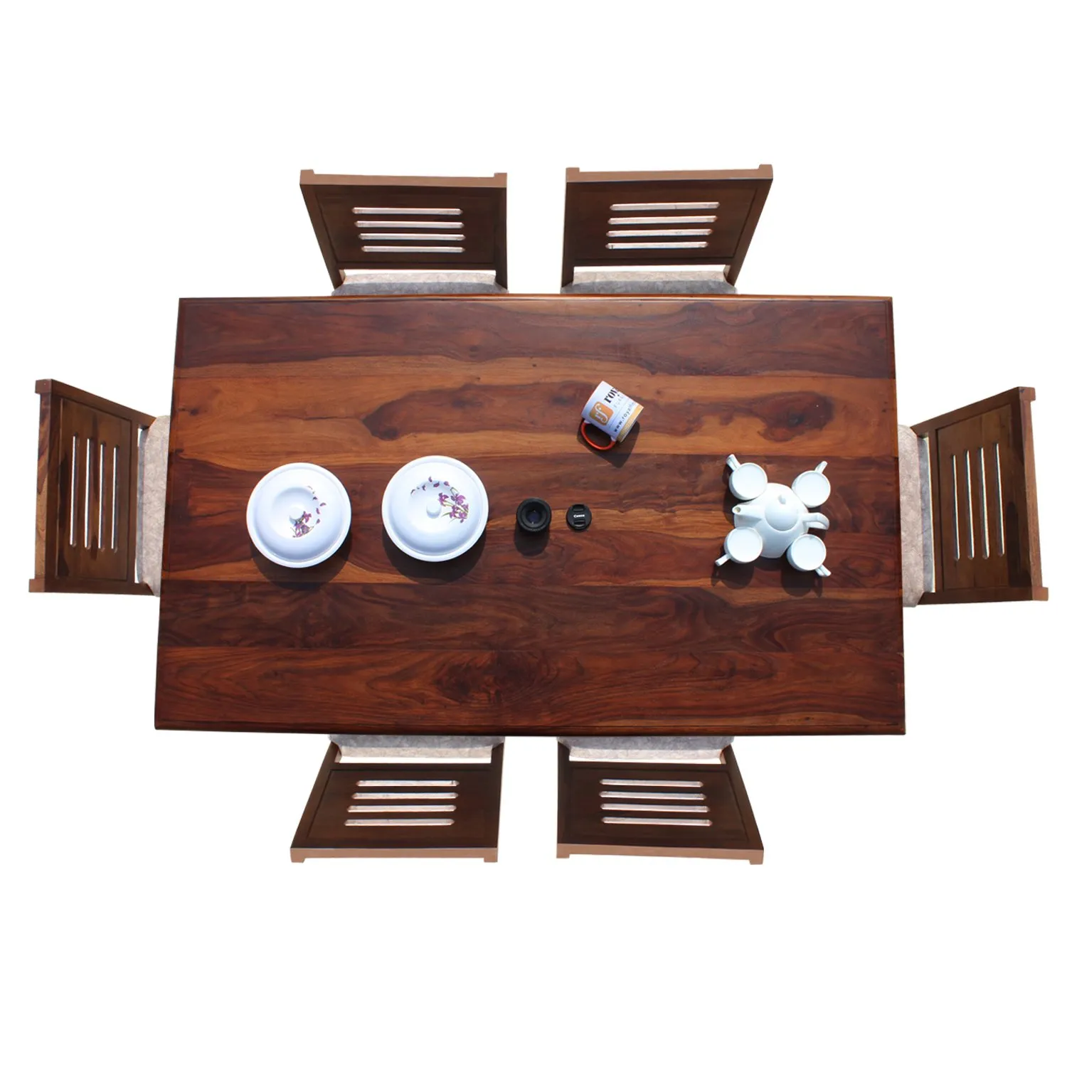 Royal Finish Ecko 6 Seater Classic Dining Set in Natural Furniture Sheesham Wood sheesham dining table image 7