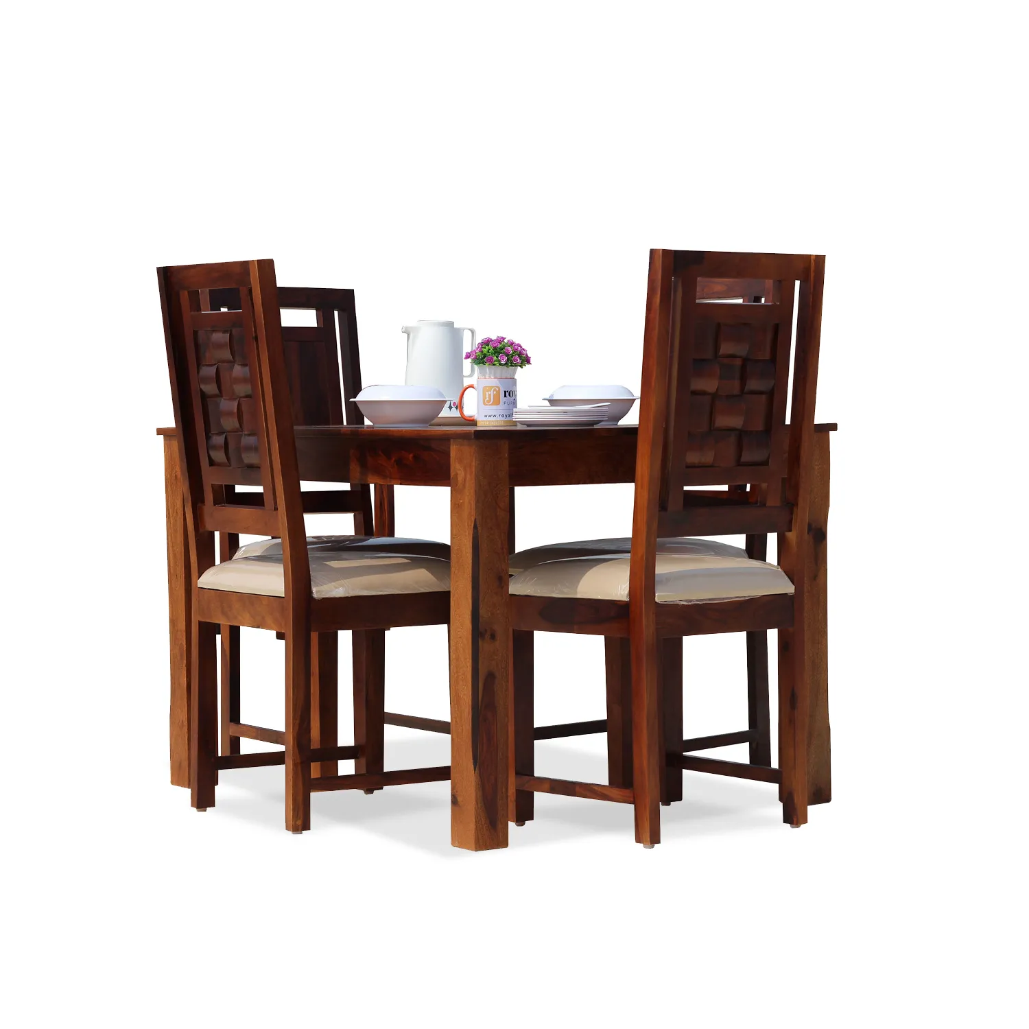 Royal Finish Nexto 4 Dining Set in Natural Premium Furniture Sheesham Wood sheesham dining table image 3