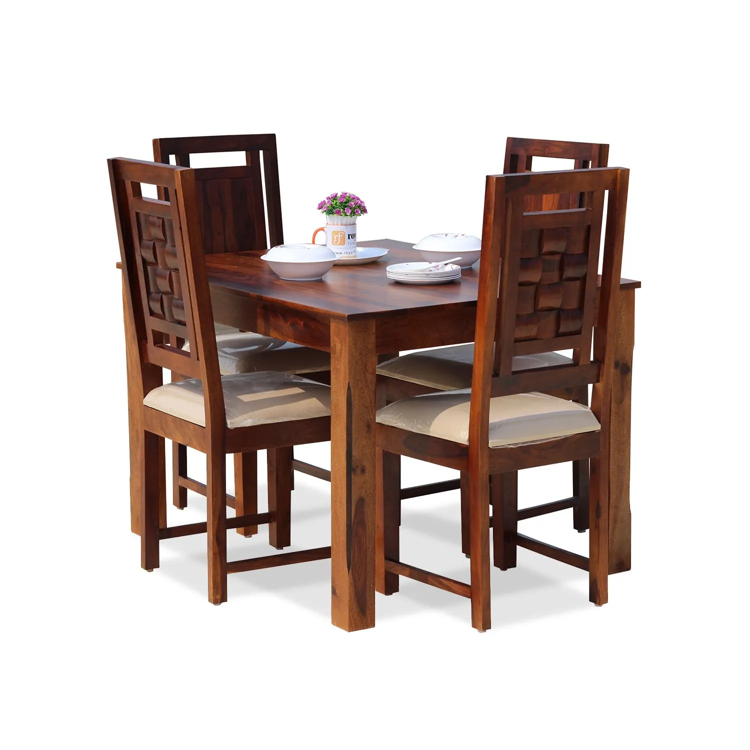 Royal Finish Nexto 4 Dining Set in Natural Premium Furniture Sheesham Wood sheesham dining table image 5