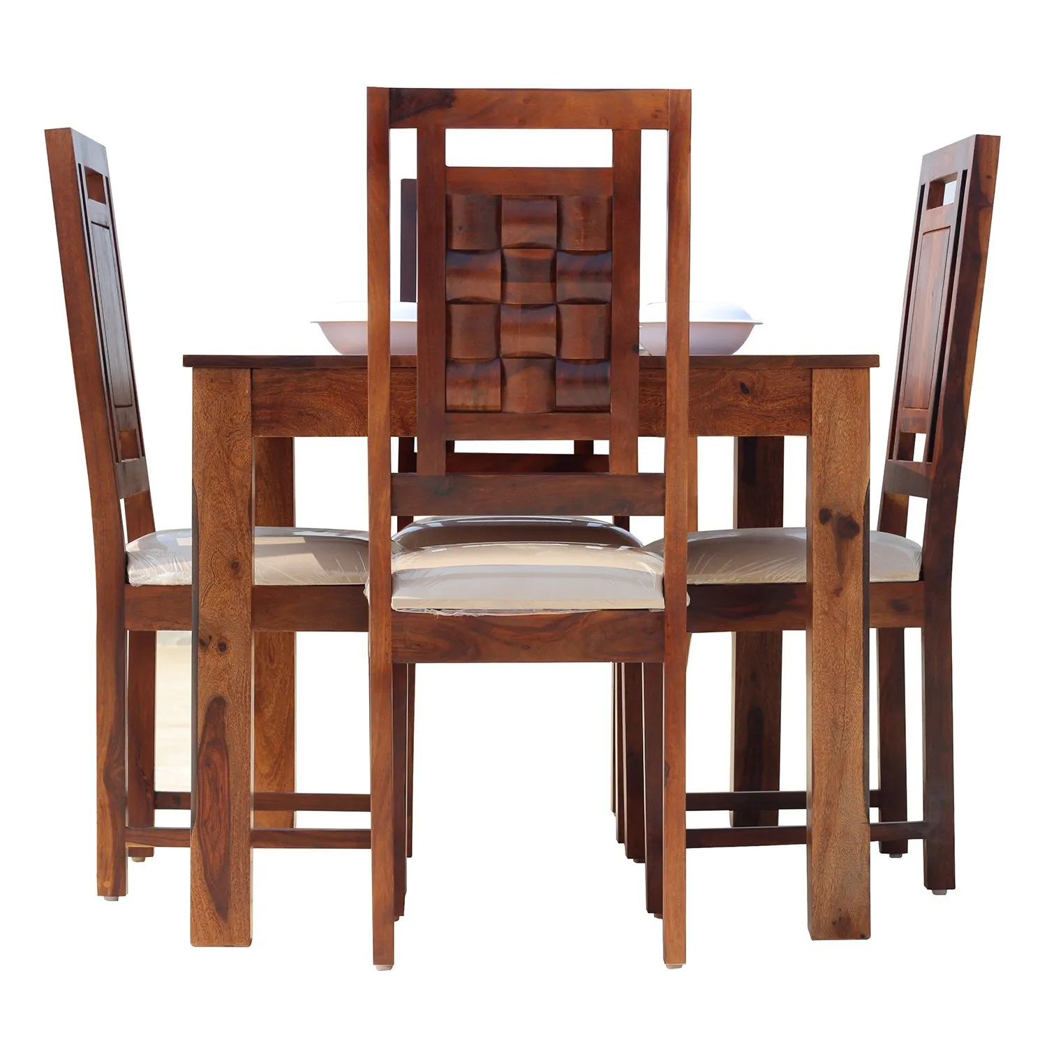 Royal Finish Nexto 4 Dining Set in Natural Premium Furniture Sheesham Wood sheesham dining table image 6