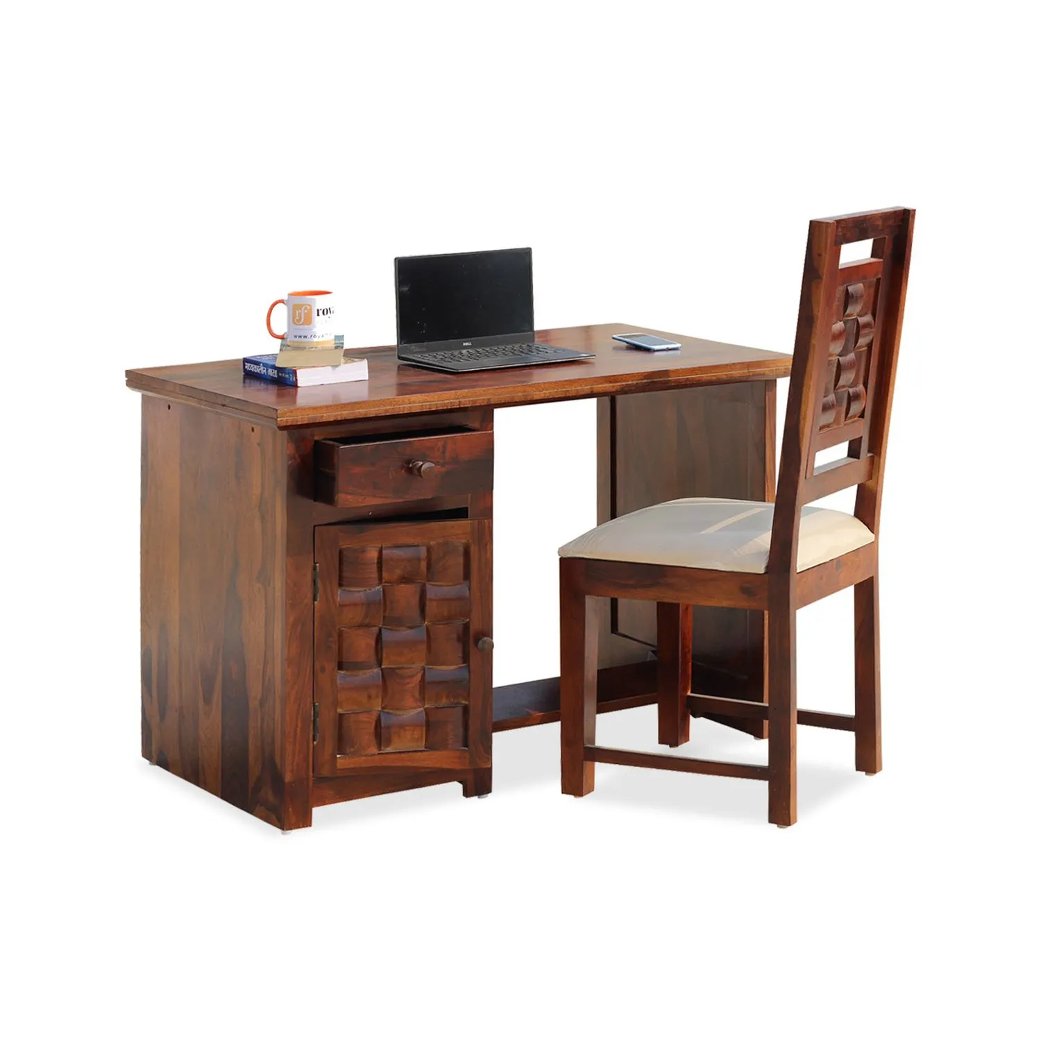 Royal Finish Nivora Study Table with Nivora Chair in Funriture Sheesham Wood wooden study table image 6
