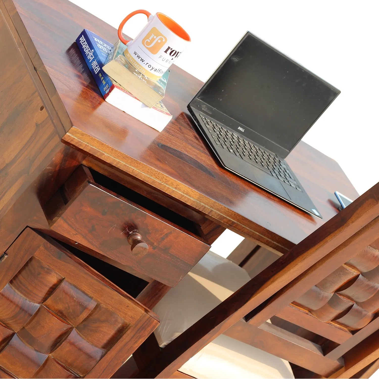 Royal Finish Nivora Study Table with Nivora Chair in Funriture Sheesham Wood wooden study table image 7